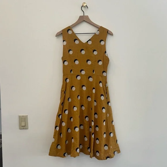 Frock Shop tank midi Dress Yellow black white Polka Dot Women Small S 2 4 6 - Picture 3 of 4
